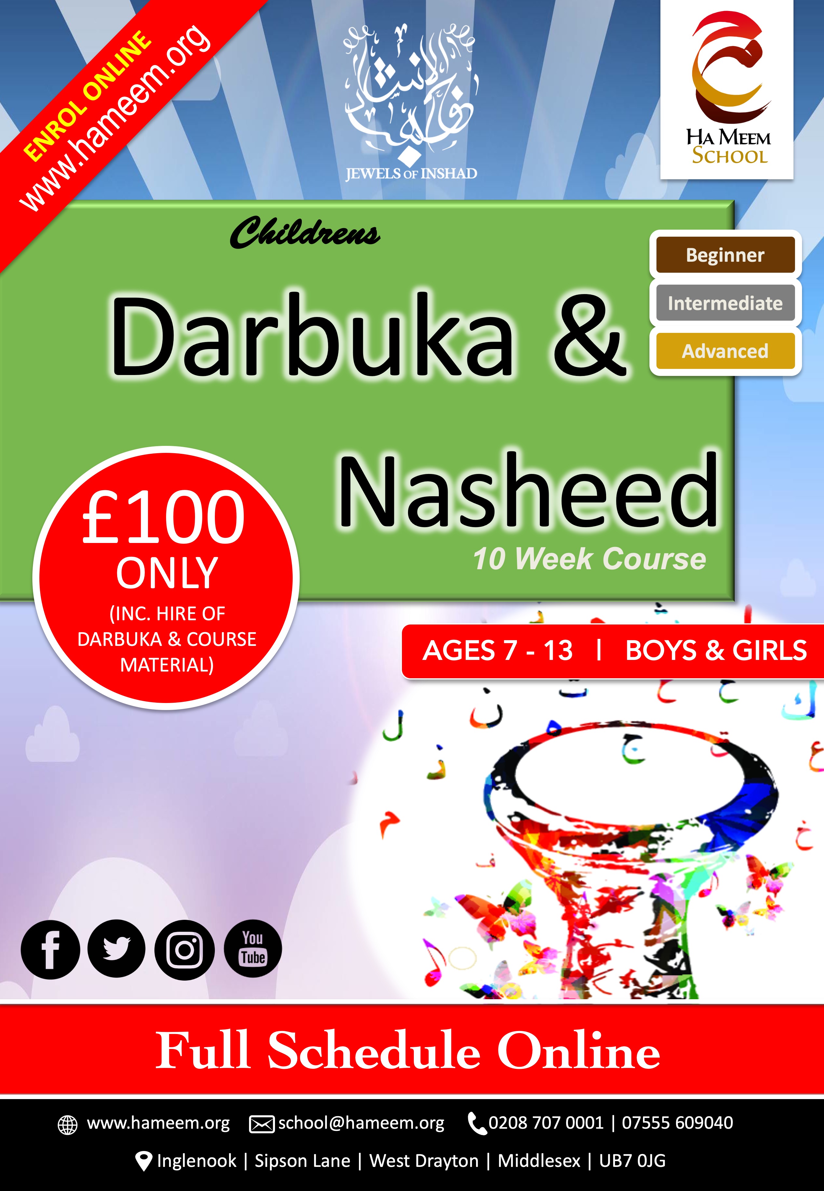 Children's Darbuka and Nasheed Beginners Course Ha Meem Foundation